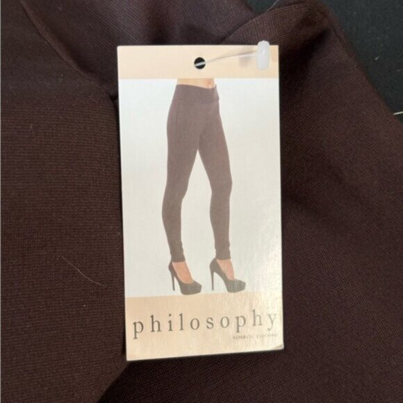 Philosophy Leggings Womens Medium Brown Pull On Ankle Career Pant Stretch - Picture 3 of 8